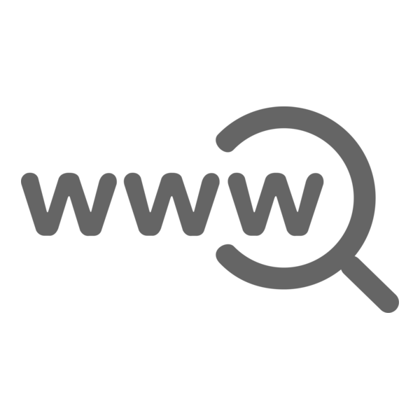 Symbol mit 'www' und Lupe, steht für Internetsuche