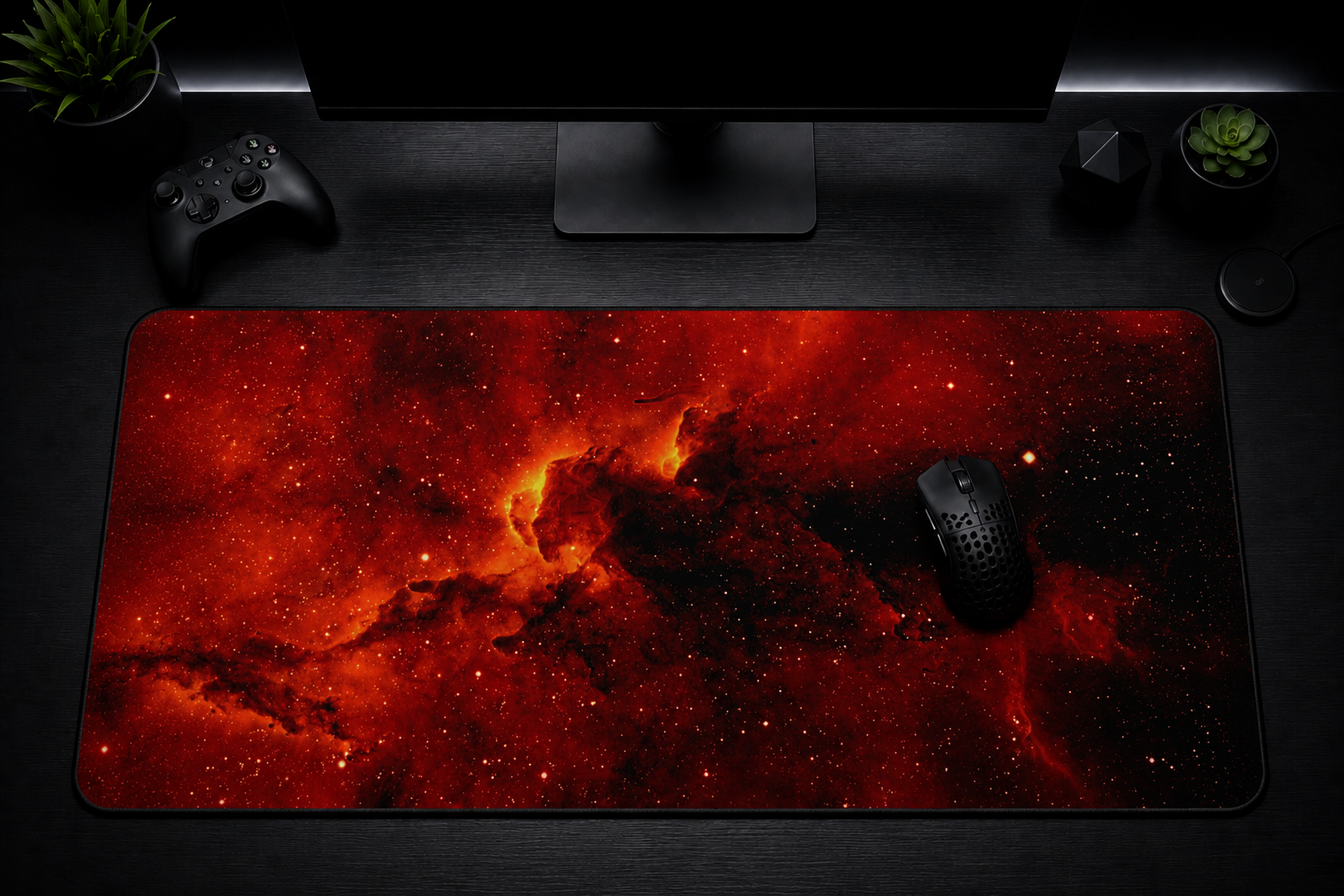 Crimson Nebula Desk Mat | Premium Gaming & Workspace Desk Mat