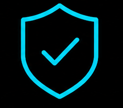 Blue shield with checkmark indicating security or protection