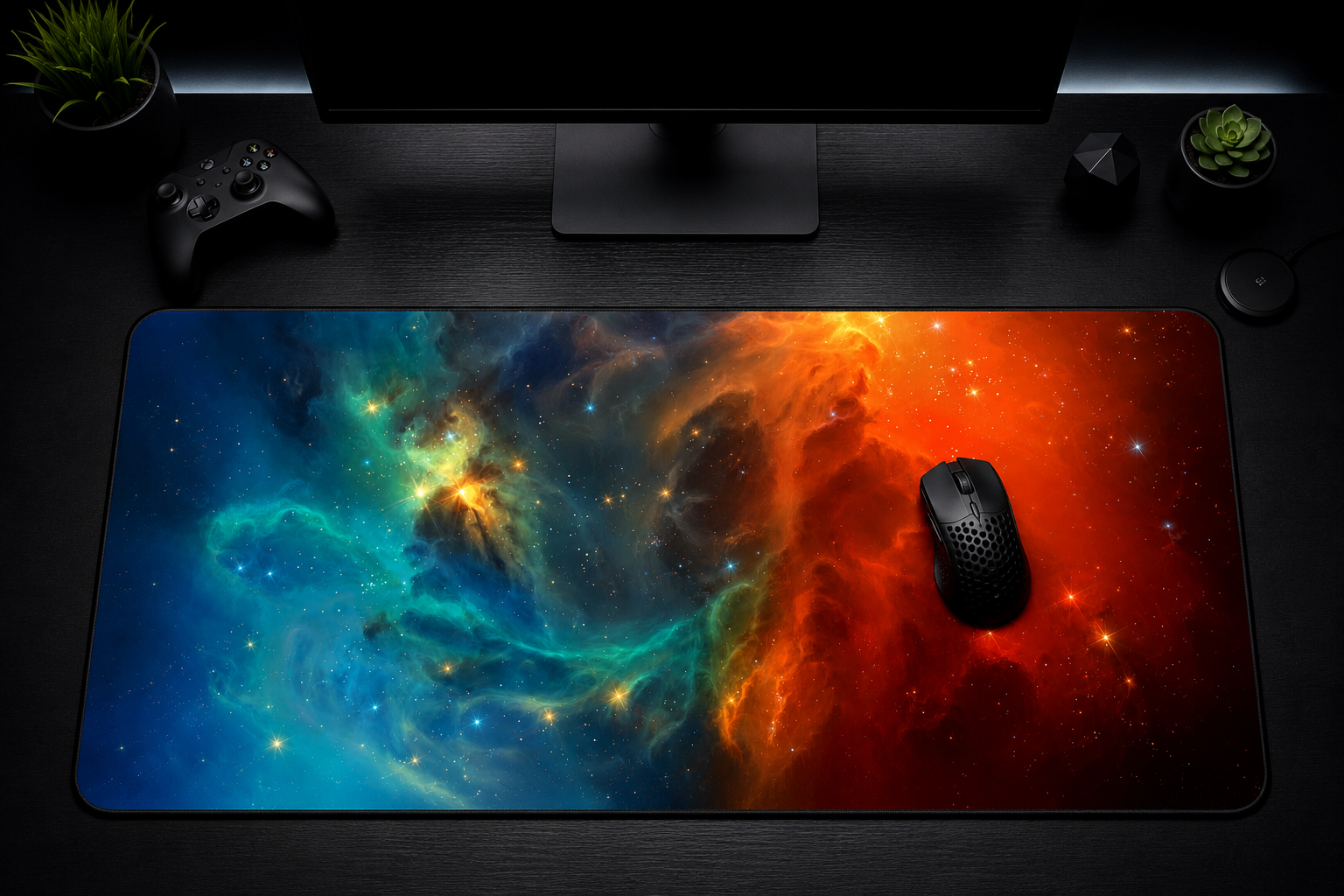 Fire & Ice Cosmos Desk Mat | Premium Gaming & Workspace Desk Mat