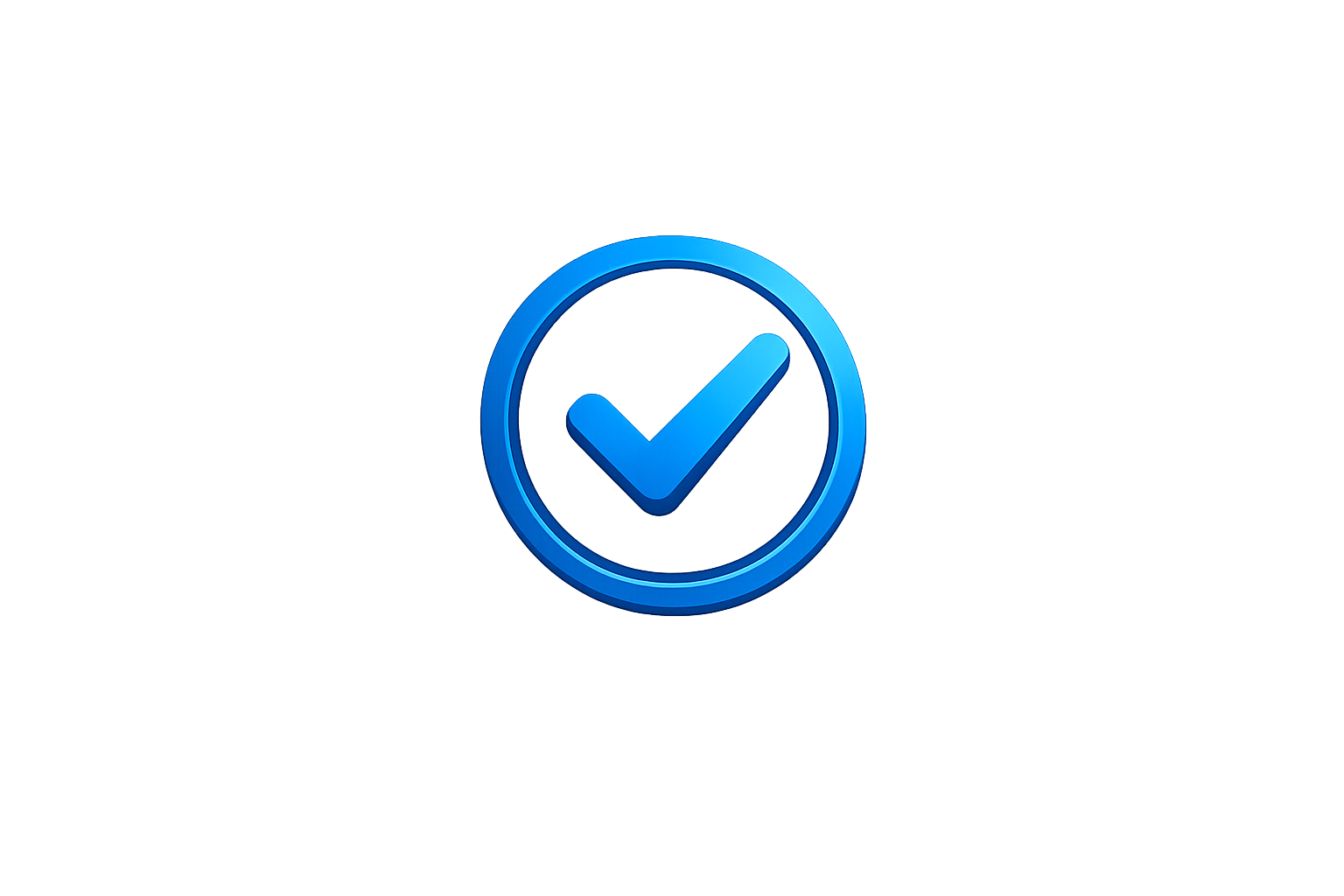 Blue 3D check mark icon on a dark background.