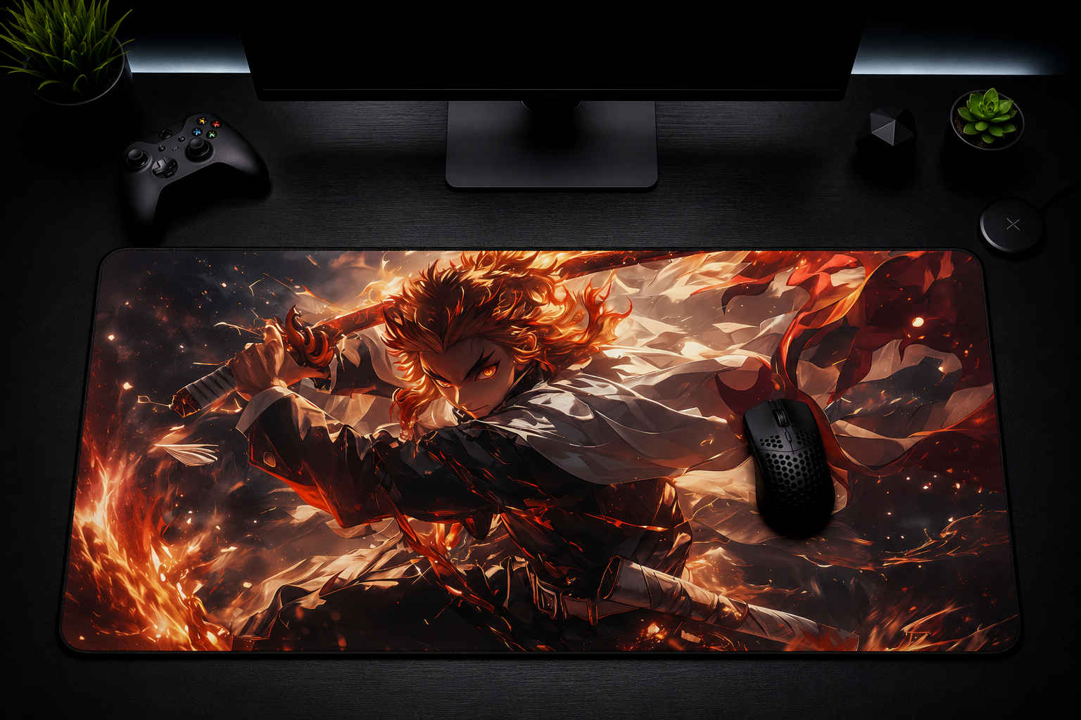 Flame Hashira Desk Mat | Premium Gaming & Workspace Desk Mat