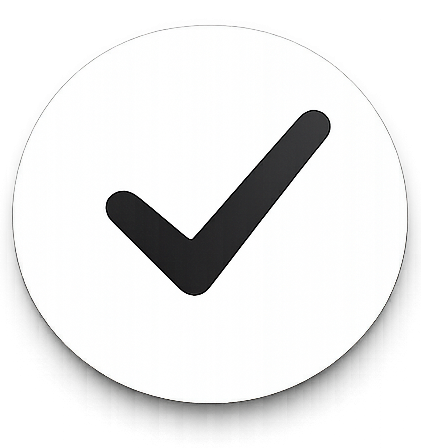 A check mark inside a circle, symbolizing completion or correctness.