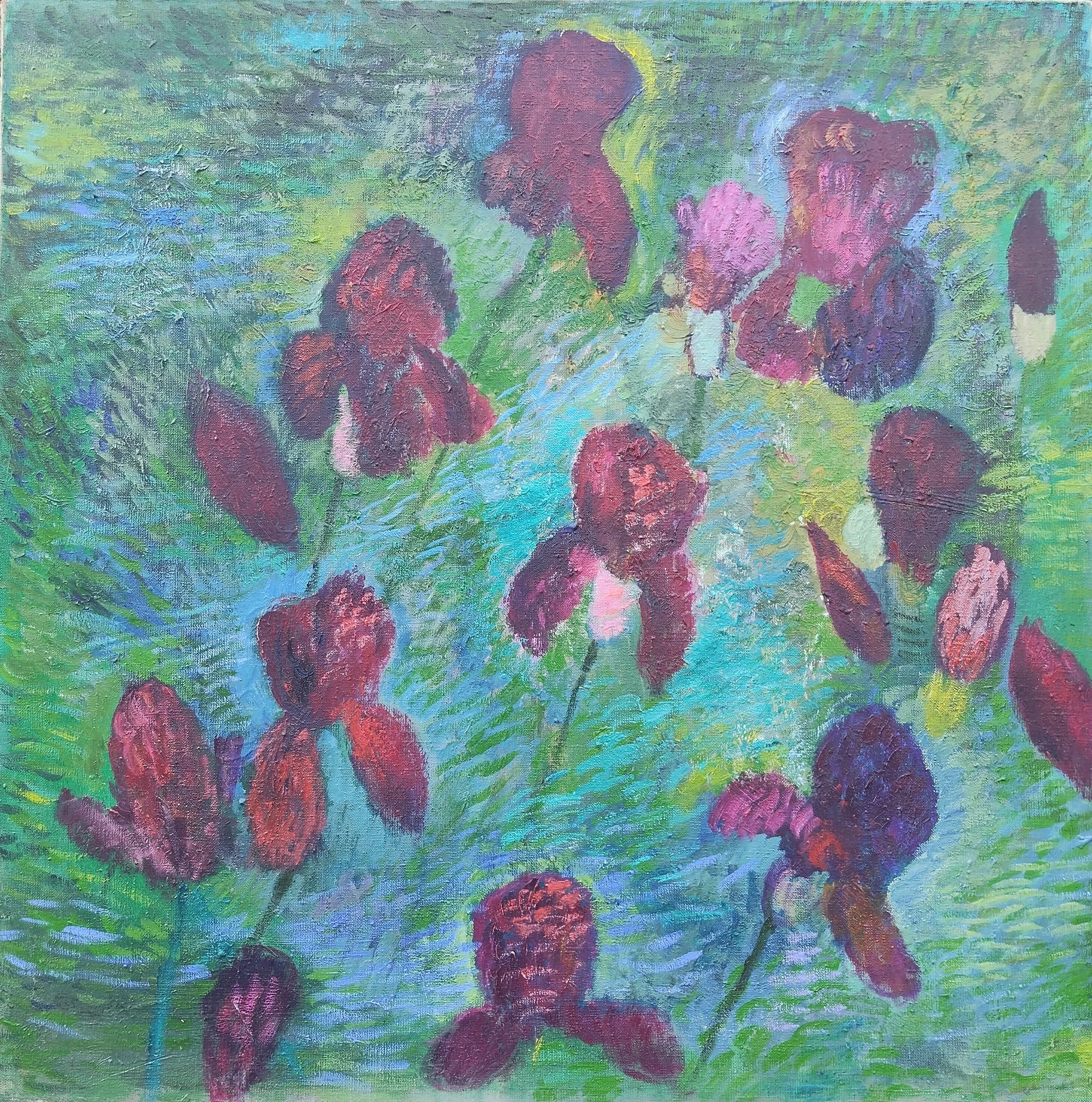 Dancing Irises — Original Oil Painting