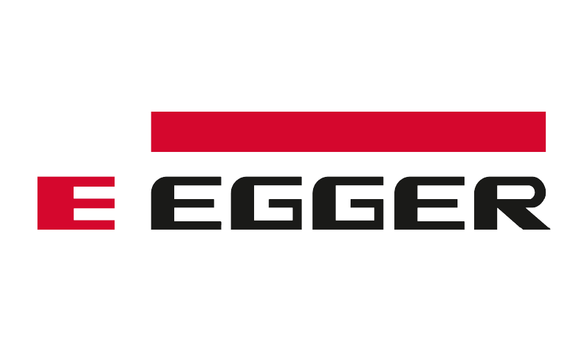 Logo with the words "E E GGER" in black and red text with a red bar above.