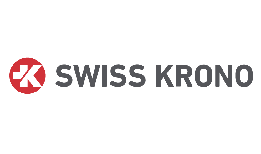 Swiss Krono logo with a red circle containing a white stylized 'K' and dark gray text reading 'SWISS KRON'.