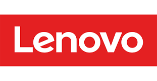 Lenovo logo on a red background.