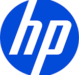 HP logo on a blue circular background