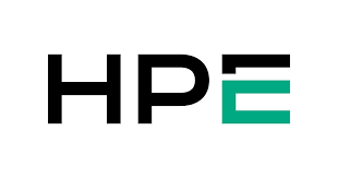 HPE logo with black letters and teal accents
