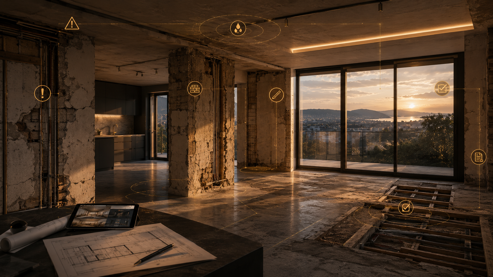 Évaluation d’un appartement en rénovation avec analyse des travaux, des contraintes techniques, des risques et des leviers de valorisation immobilière.
