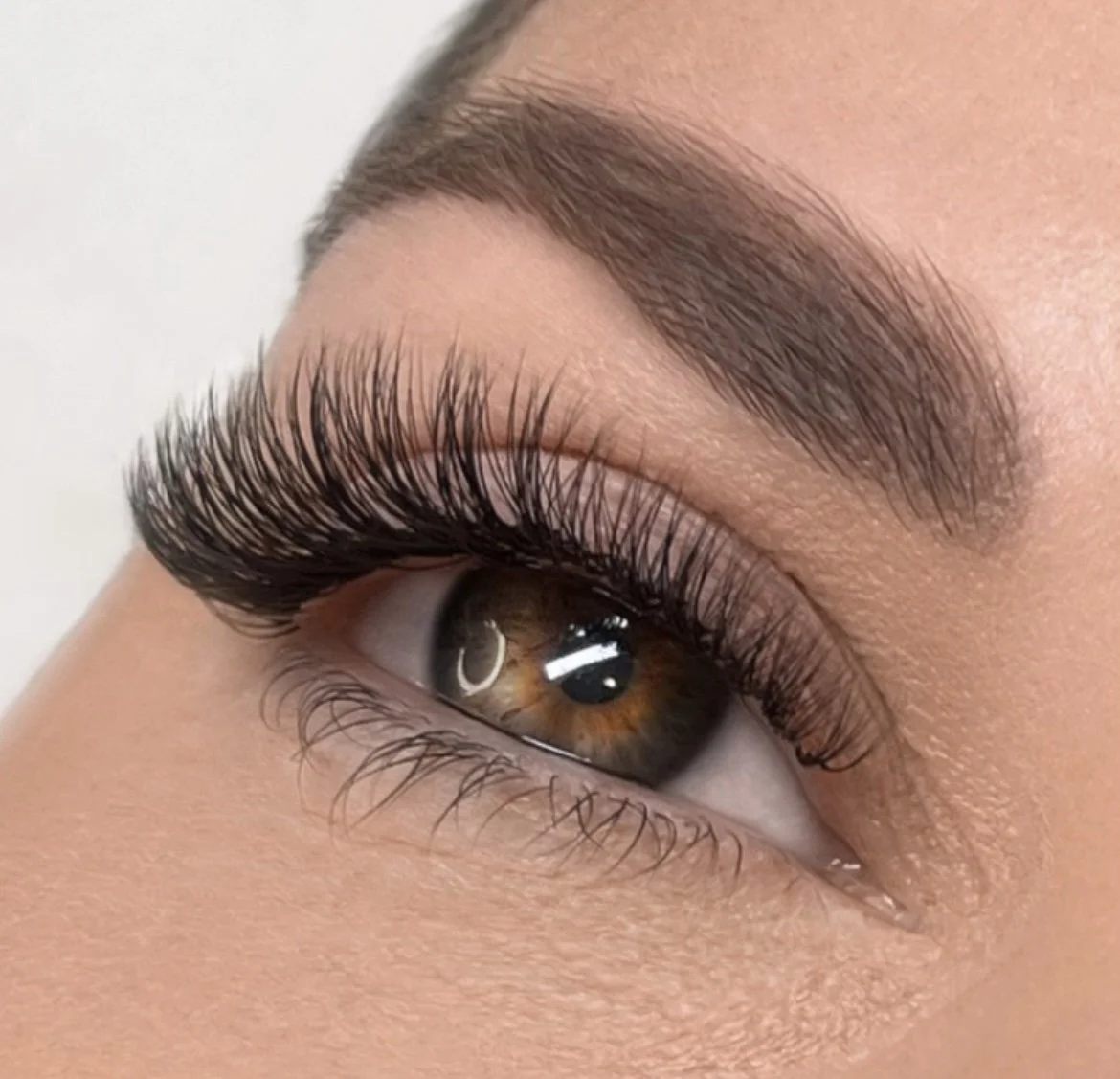 Professional eyelash extension set showing clean placement, direction and consistent lash application