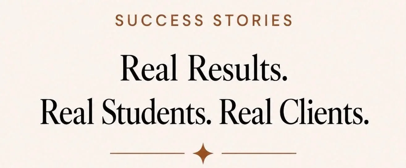 Review page banner featuring real results and success stories from Olga Fleming’s lash students and Christchurch lash clients