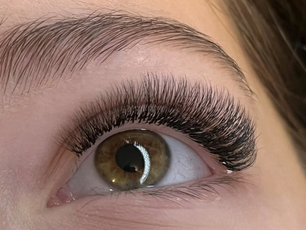 Professional eyelash extension result by Olga Fleming showing safe and precise lash application