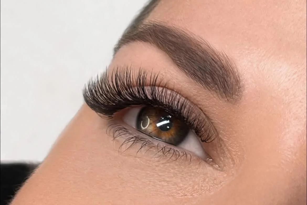 Professional eyelash extension result showing the quality and styling clients receive from an experienced lash technician
