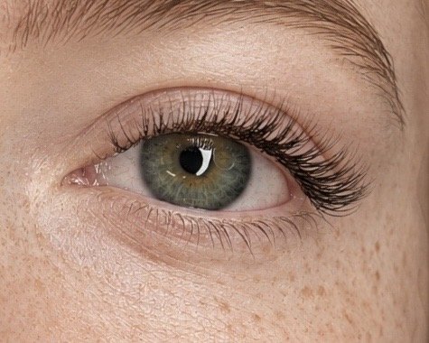 Online lash course student result showing a completed eyelash extension set