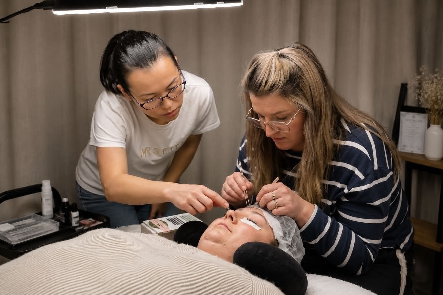 Private eyelash extension training in Christchurch with one-to-one practical guidance