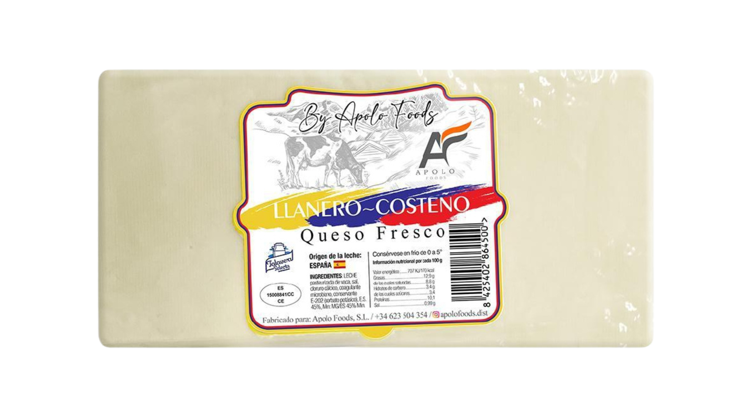 Queso Costeño barra 2kg - Apolo