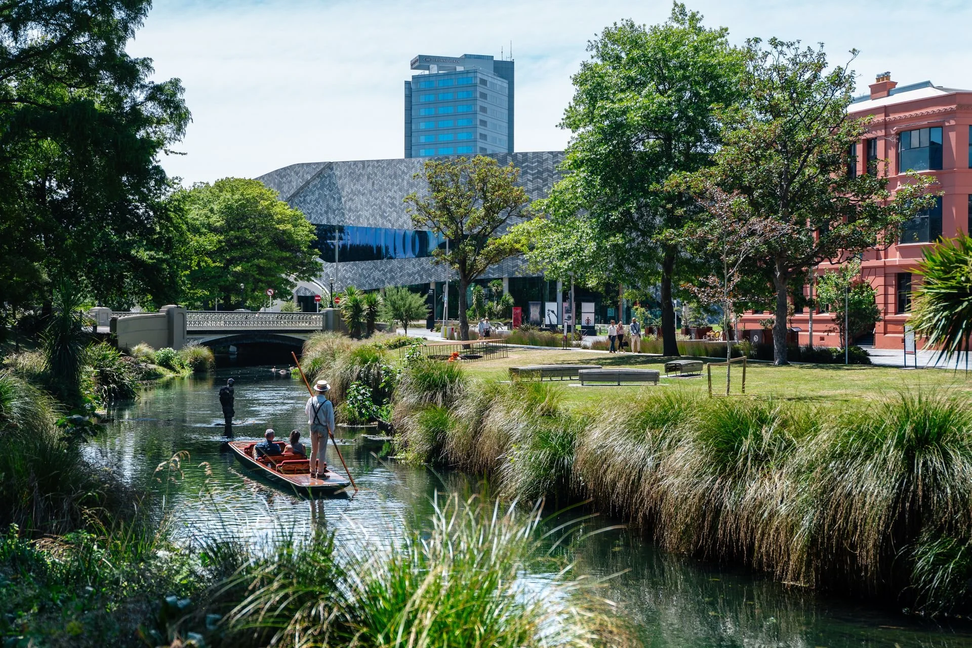 Punting on the Avon River with Te Pae in the background