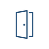 Simple line drawing of a door slightly ajar.
