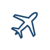 Blue outline of an airplane