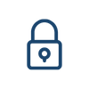 Icon of a blue lock with a keyhole