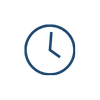 A blue clock showing the time as 10:00.