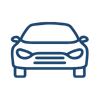 Front view of a blue car
