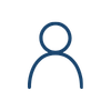 Simple blue line drawing of a person icon.