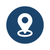 Location pin icon on a dark blue background