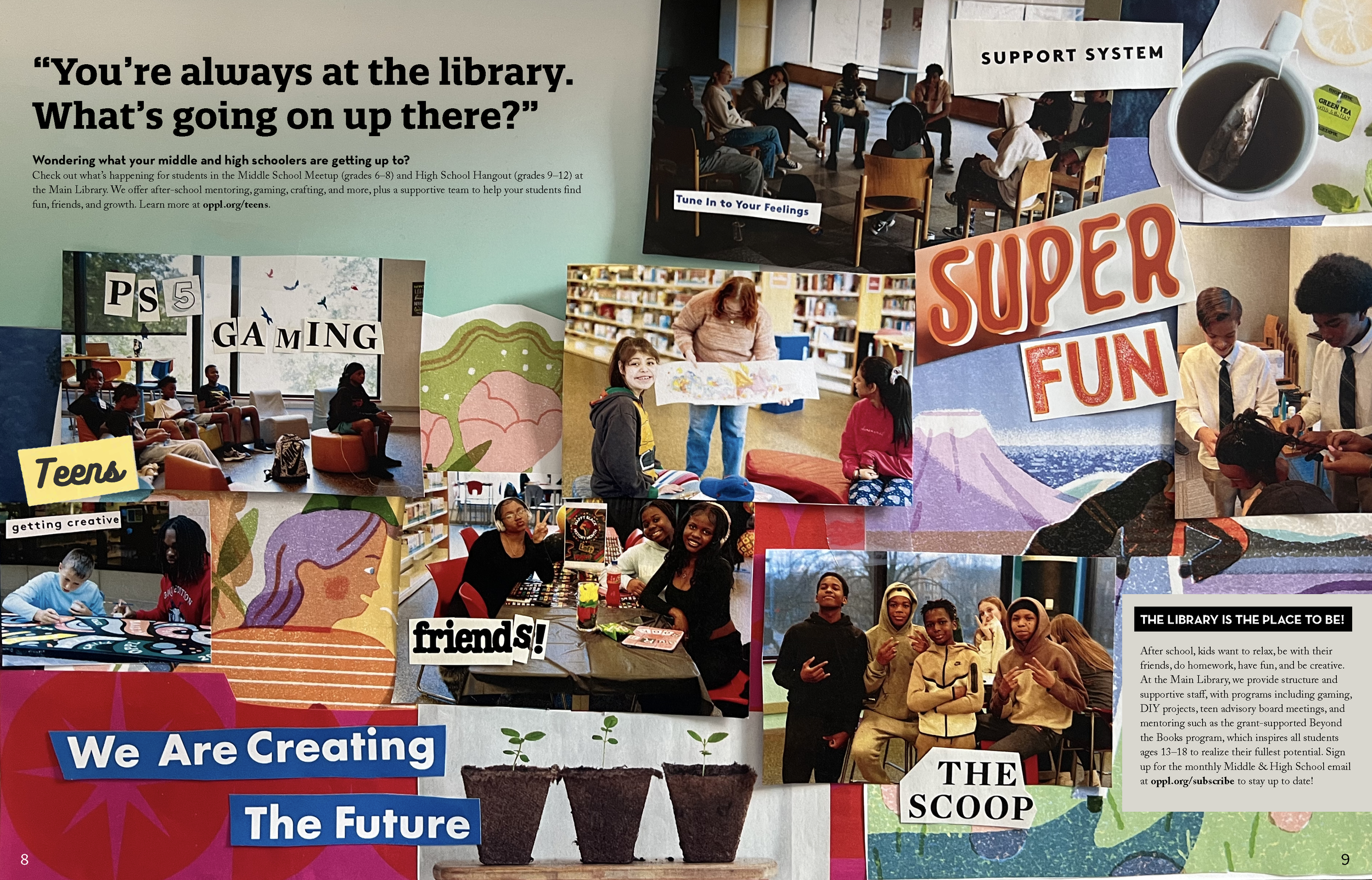 Collage with photos of middle and high school students at library events