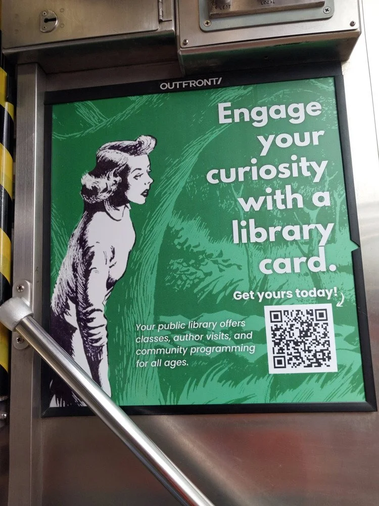 Ad featuring Nancy Drew in the Metra train car