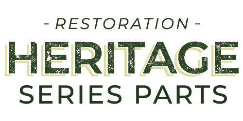 Heritage Restoration Series Parts logo with green and black text