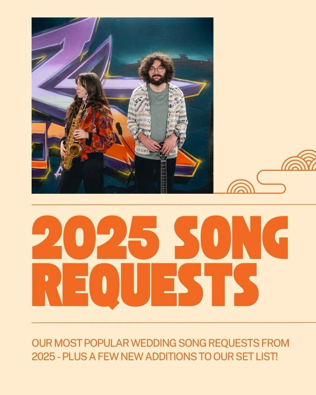 A round-up of some of the most popular wedding song requests from our 2025 couples, plus a few new songs we played for the first time this year!

Drop us a DM or email wonderdaysmusic@gmail.com with your 2026/2027 enquiries!
