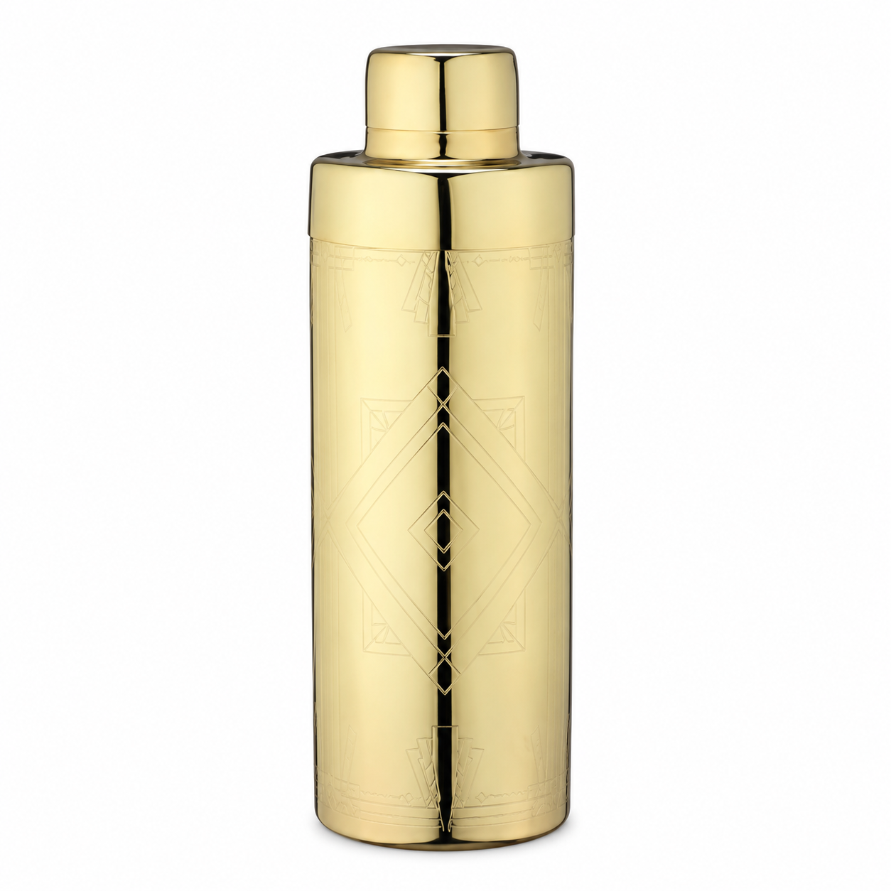 Viski Gold Cocktail Shaker, 24oz Etched Stainless Steel with strainer