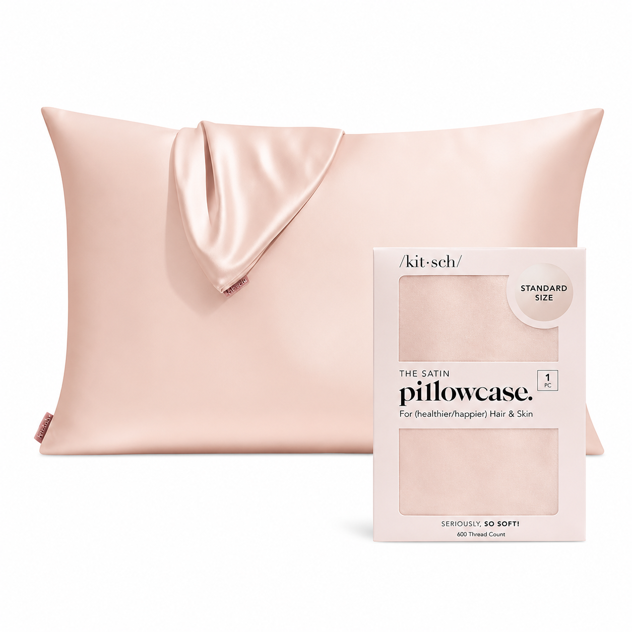 Kitsch Satin Pillowcase with Zipper for Hair & Skin - Blush