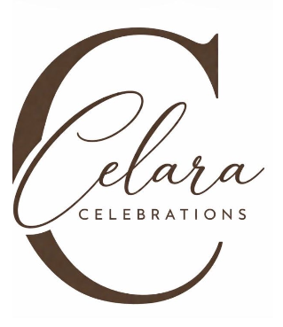 Elegant logo for 'Celara Celebrations' with a large stylized 'C' and cursive 'Celara' text in brown.