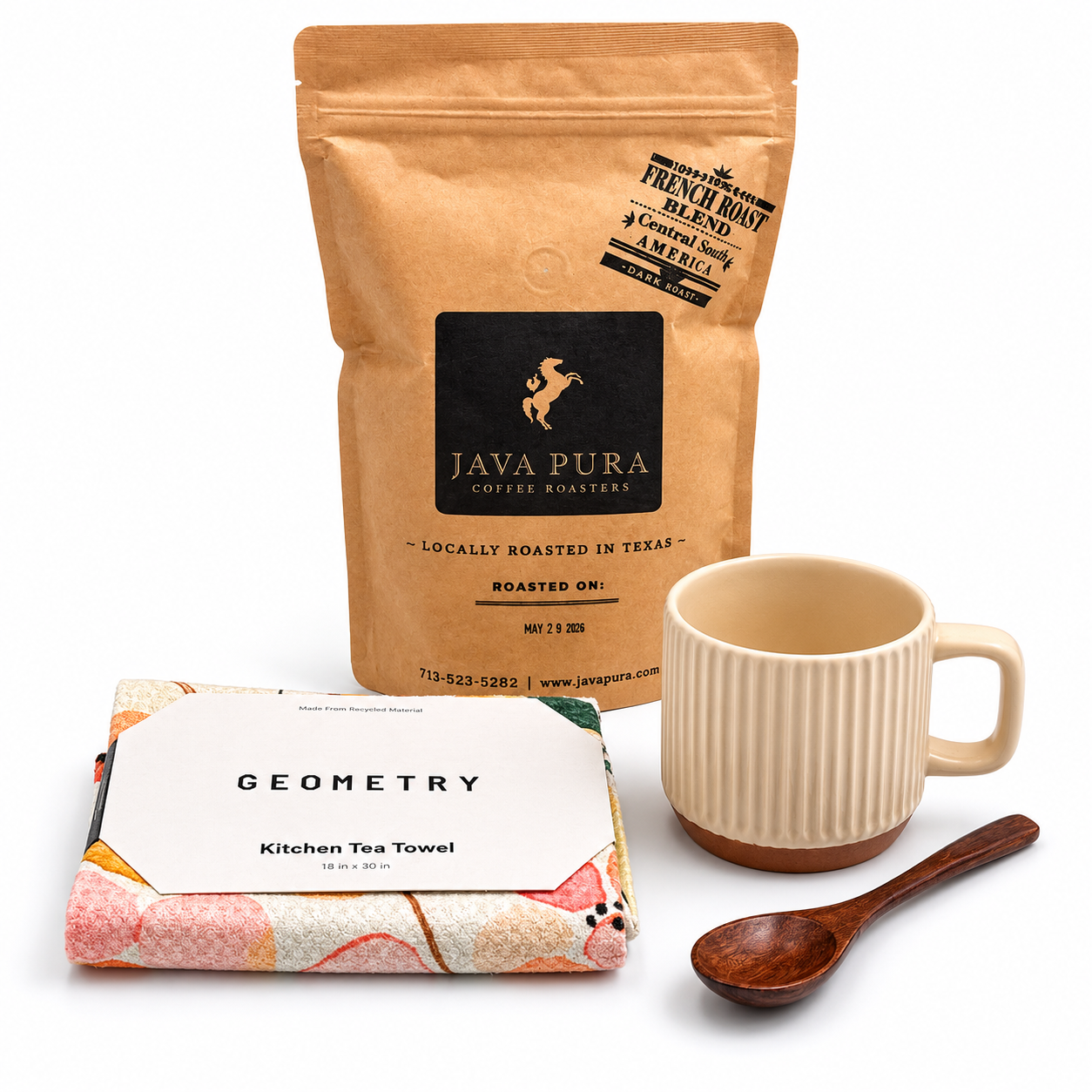 Coffee Lover's Gift Set - Artisan Coffee Gift Box Contents with Wooden Spoon
