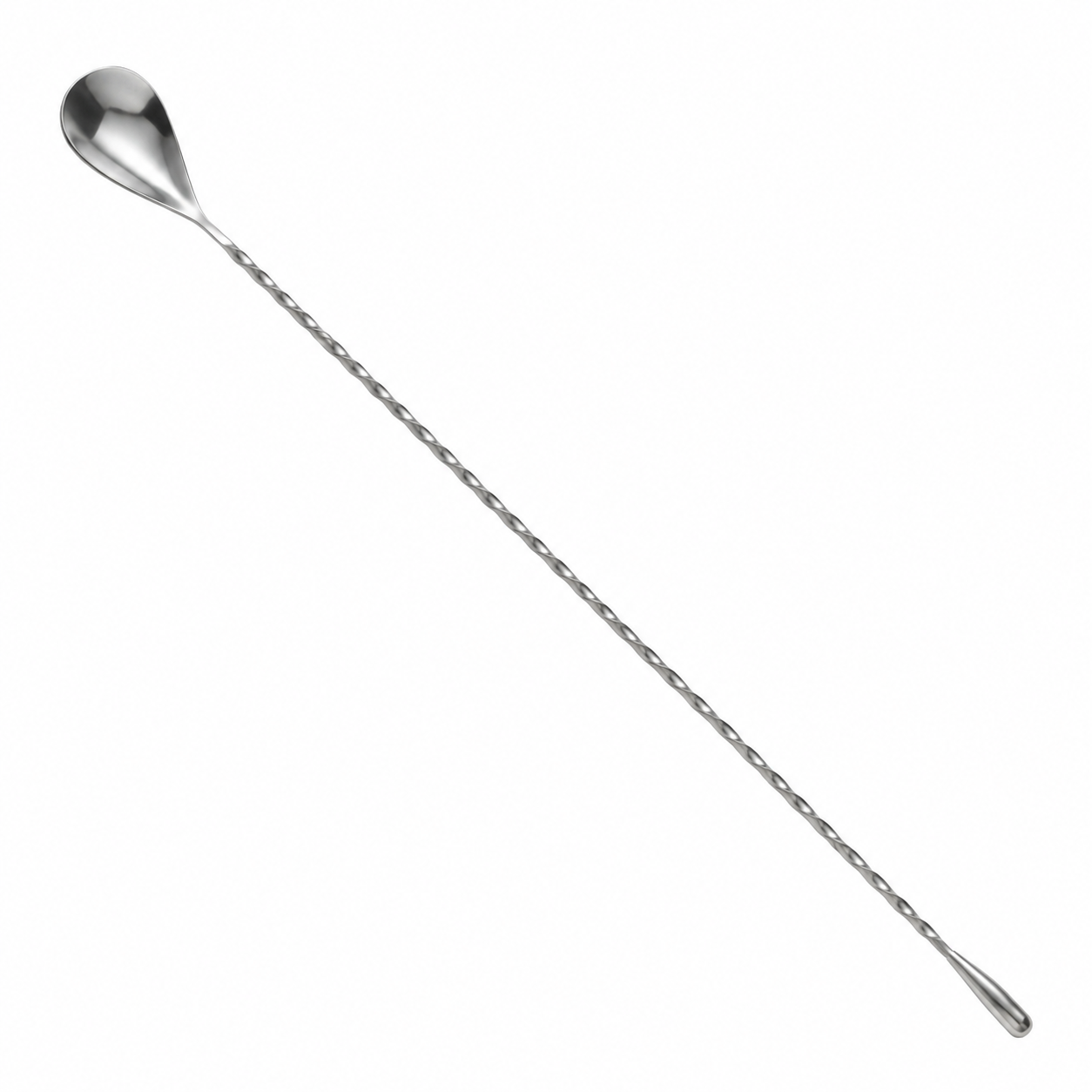 Silver 10 Inch Stainless Steel Cocktail Spoon with Teardrop End