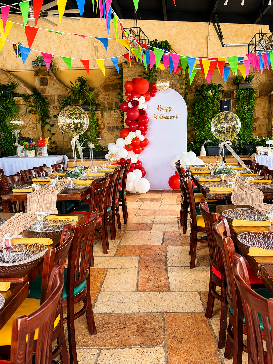 Retirement, Mexican Restaurant, Bobo Balloon Table Decor, Gold
