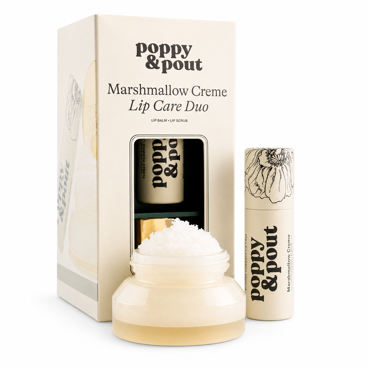Poppy and Pout Marshmallow Creme lip care products included in Serenity Spa Gift Box