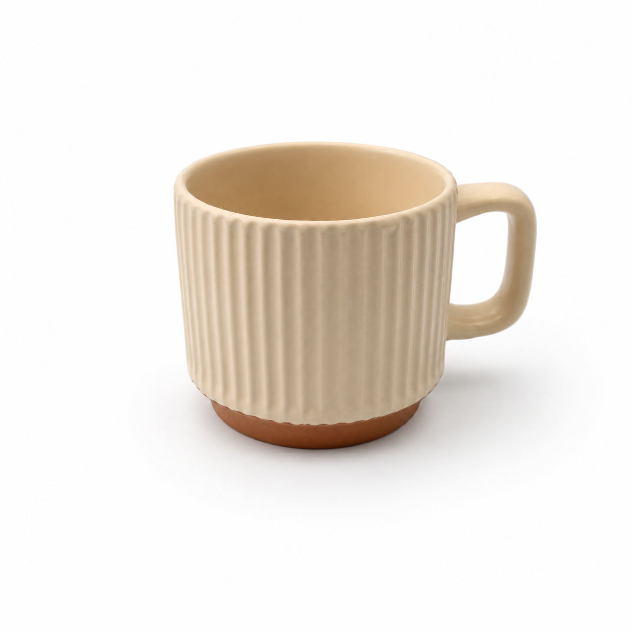 Cream ribbed ceramic coffee mug included in Coffee Lovers Gift Set