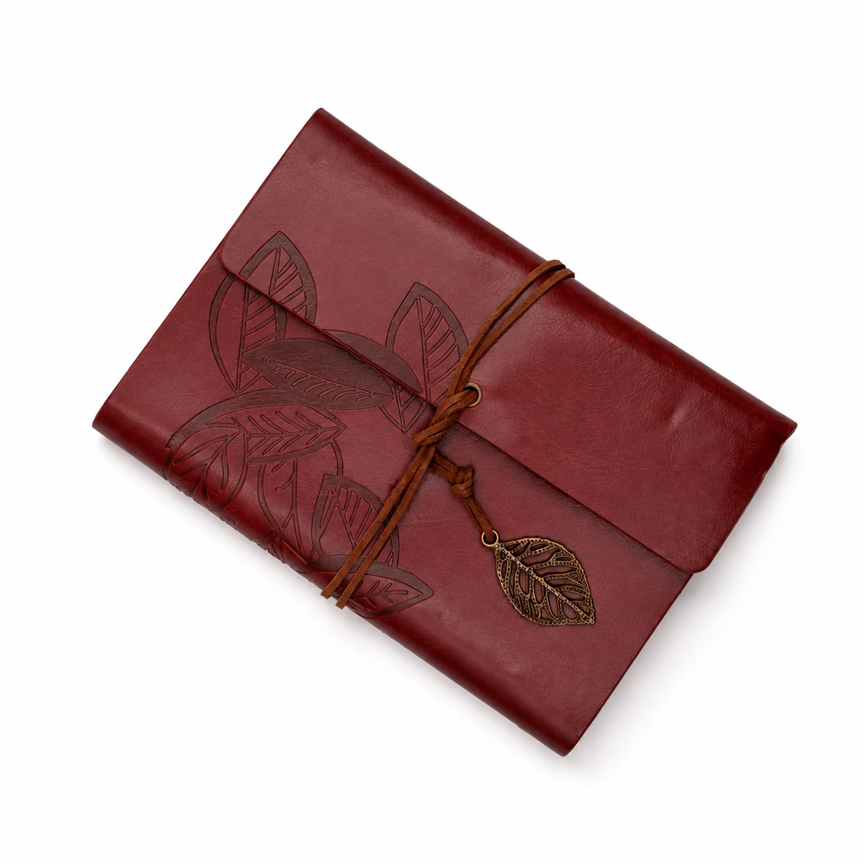Retro vintage-inspired leather journal for daily gratitude writing in Gathering Your Thoughts gift set