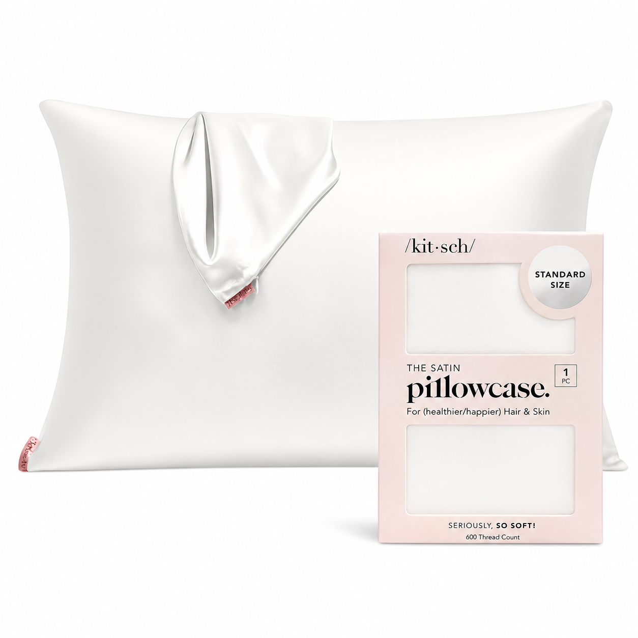 Kitsch Satin Pillowcase with Zipper for Hair & Skin - Ivory