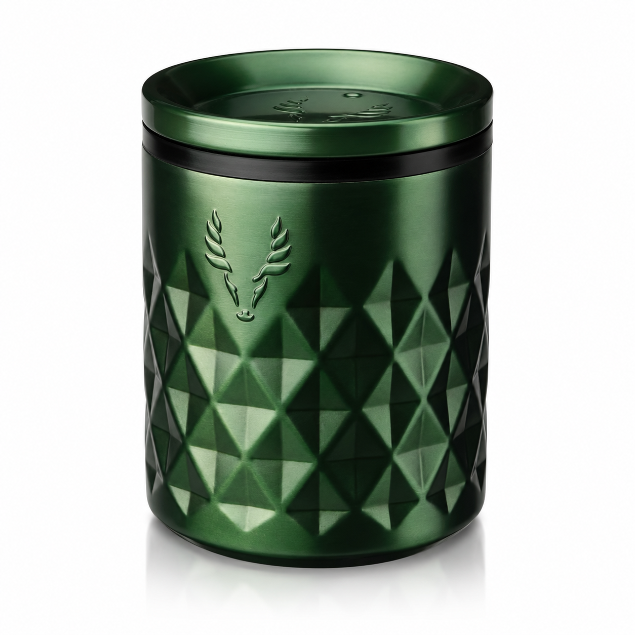 Viski Paragon satin green ceramic-coated rocks tumbler with lid included in The Luxe 19th Hole Gift Box