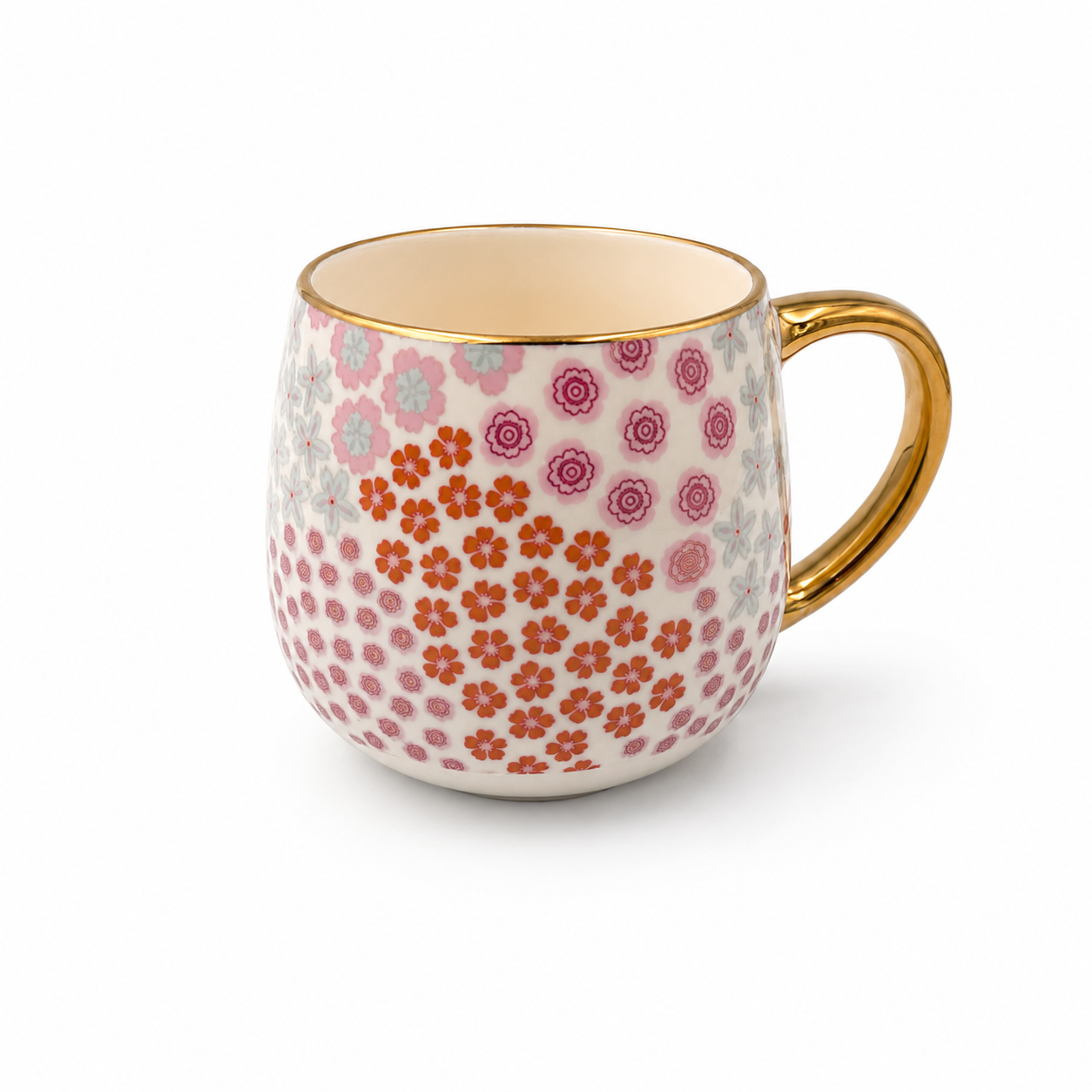Pink polka dot gold accent ceramic mug from Cozy Hot Chocolate Delight Gift Box