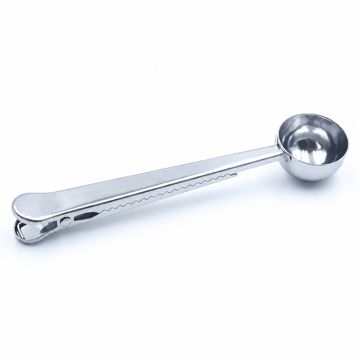 Chrome coffee measuring scoop included in Coffee Lovers Gift Set