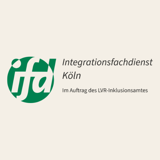 Logo des Integrationsfachdienstes Köln mit Text