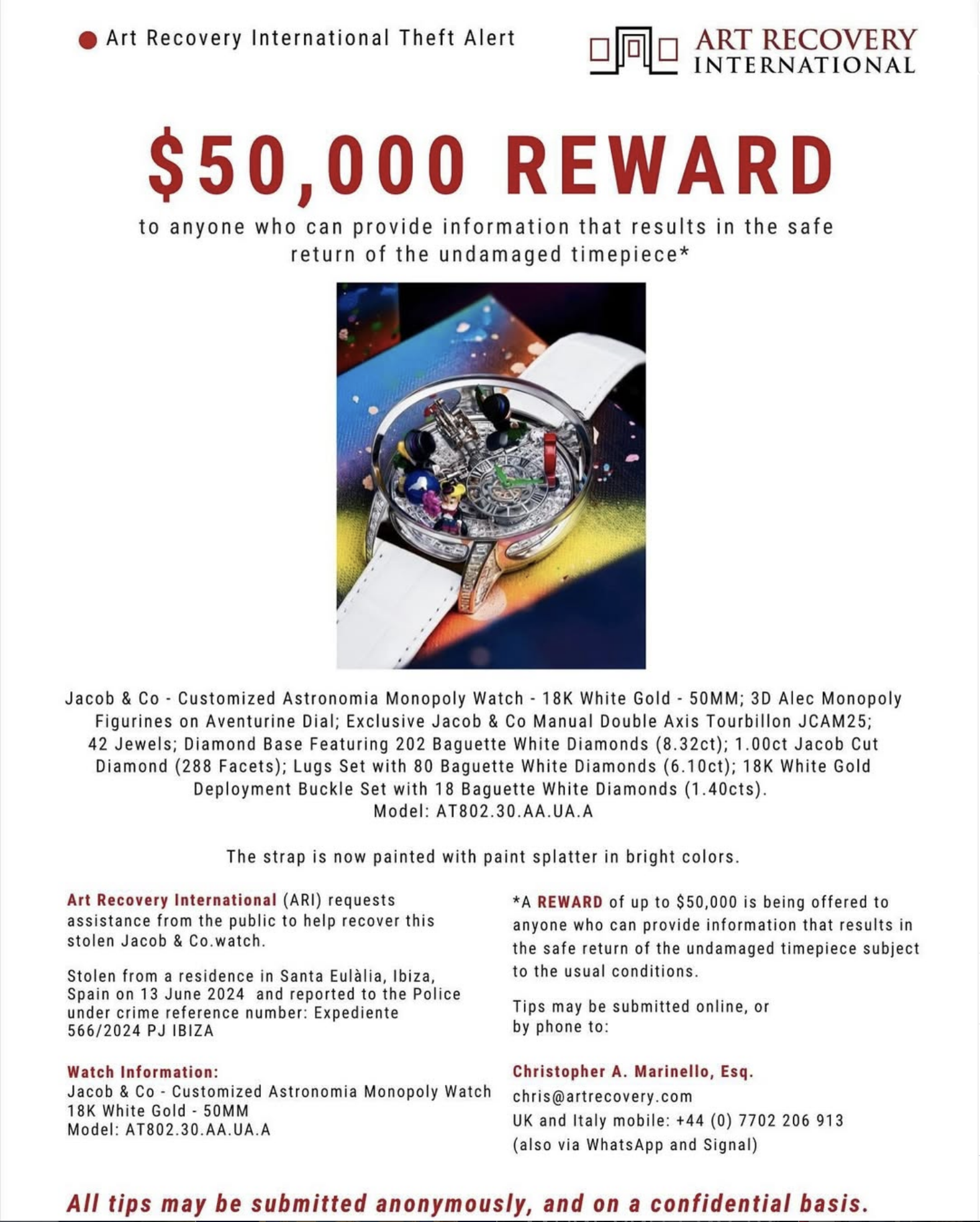 Jacob & Co. Customized Astronomia Monopoly Watch