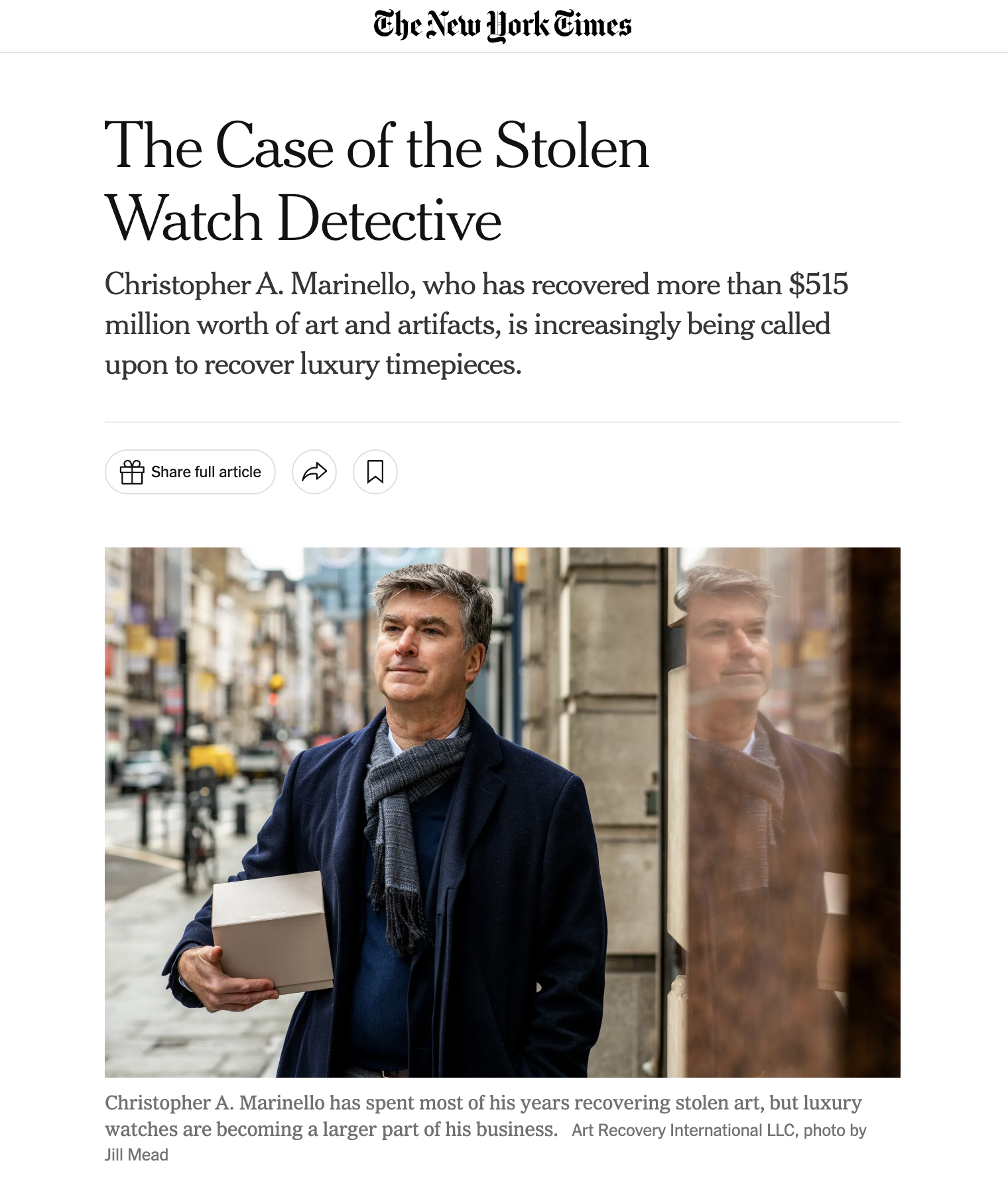 New York Times Christopher A. Marinello article