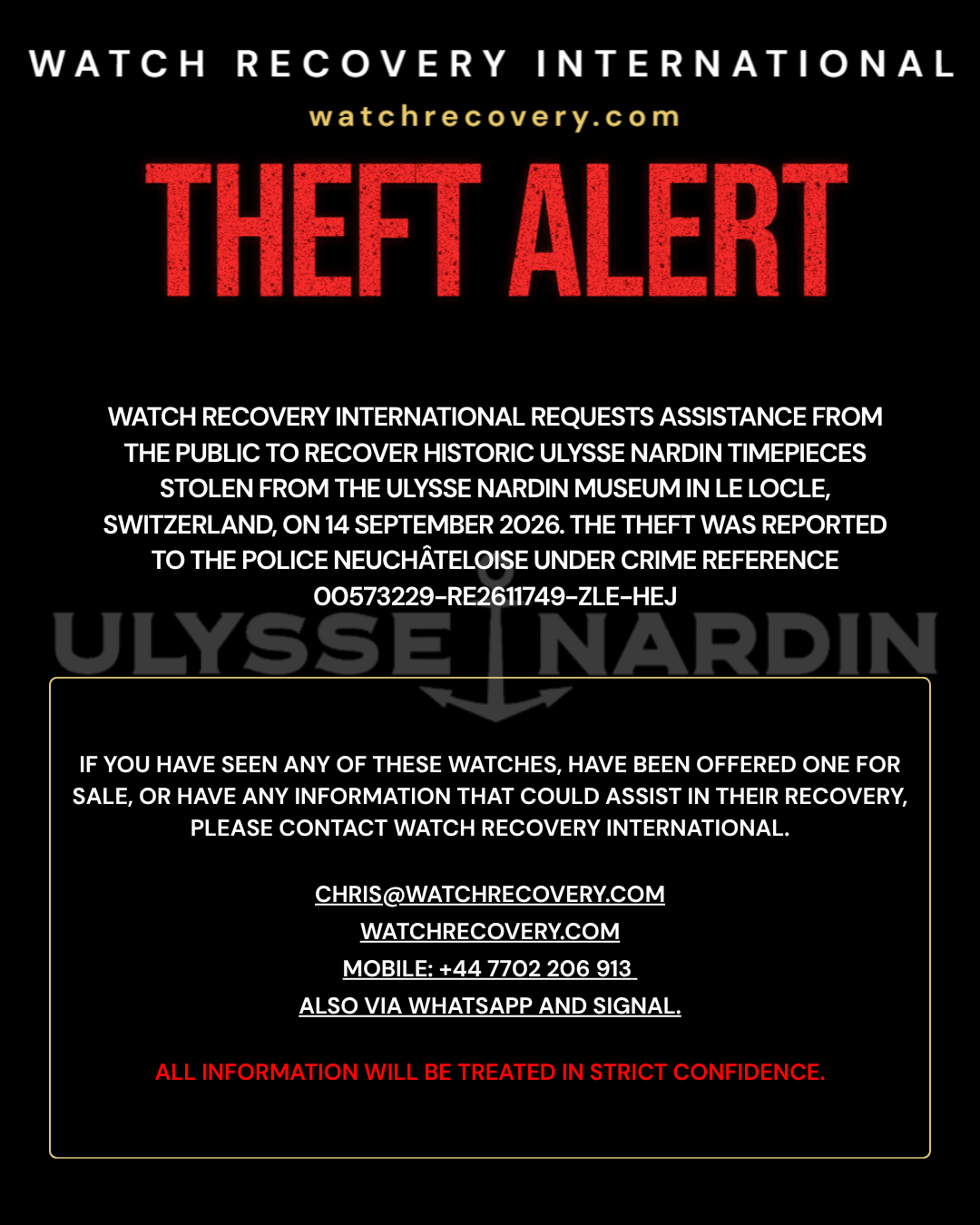 Ulysse Nardin - Watch Collection | Theft Alert